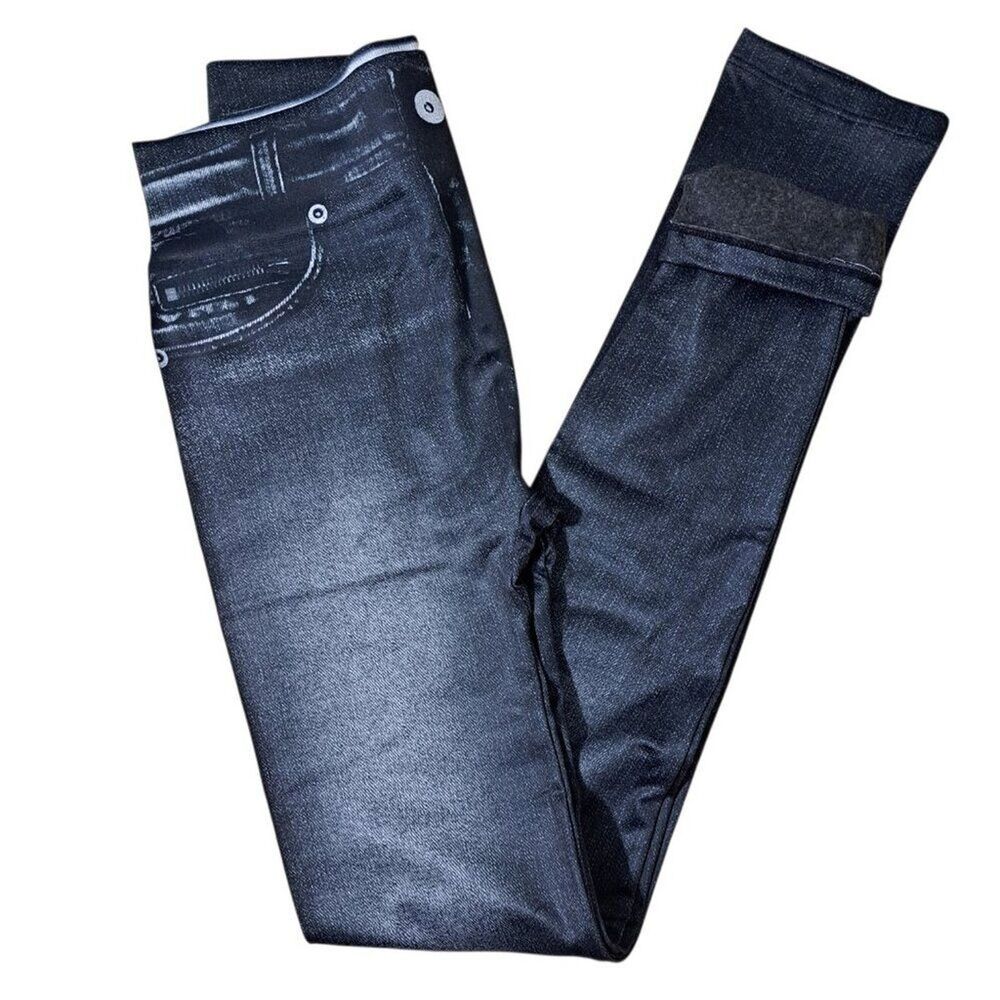 Genie 2Pk As Seen on TV Ultra Soft Plush Lining Black Jeggings Women's S/M - Picture 3 of 9